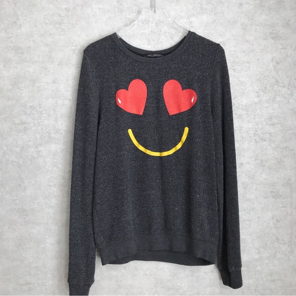 Wildfox Essential Smiling Hearts Pullover - Picture 1 of 6